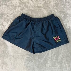 Vintage Surf Style Shorts Mens XL Blue Nylon Swim Trunks Mesh Lined Made USA 90s
